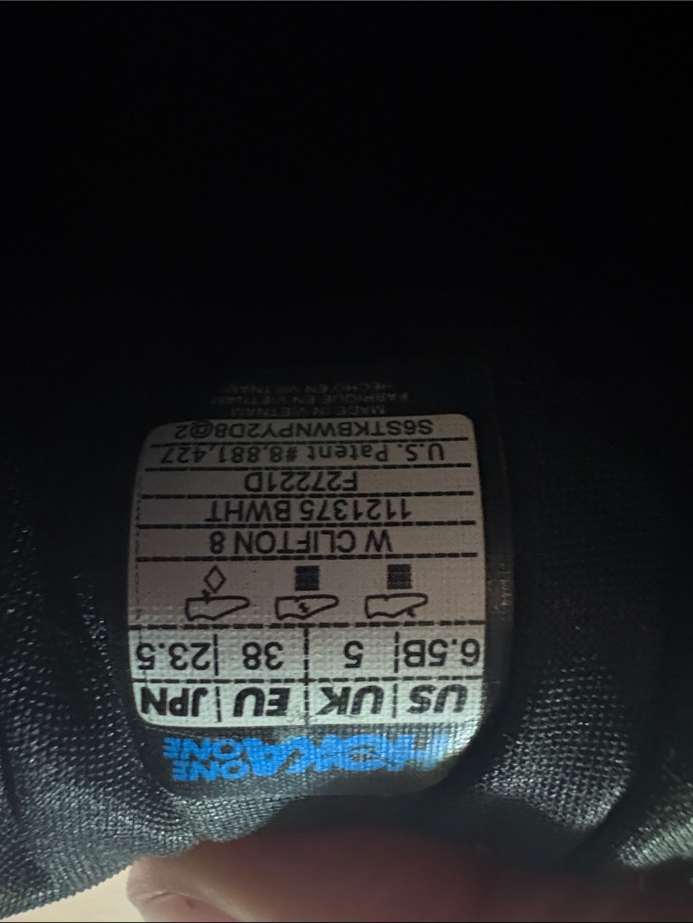 Hoka Clifton 8 Black and White Women's Athletic Running Shoes - Picture 9 of 9